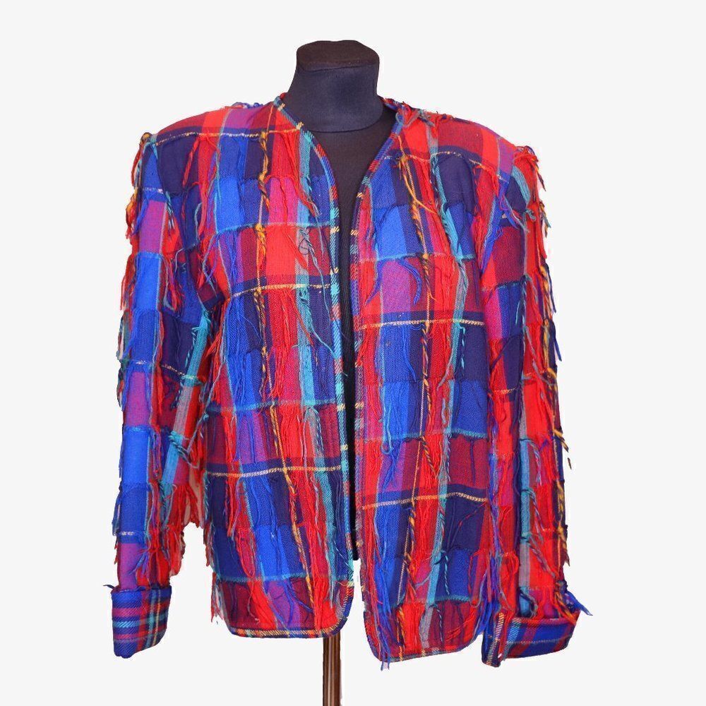 Vintage Crystal Handwoven Fringe Art Jacket Statement Piece Sz S - Picture 2 of 7